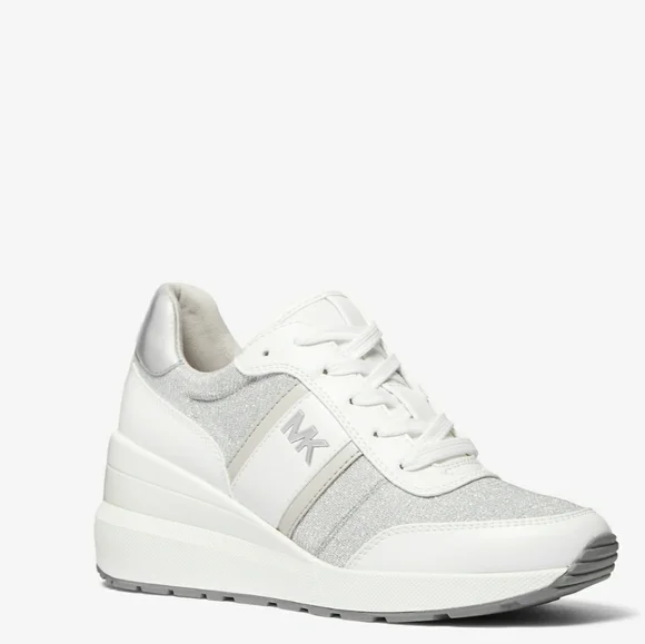 Michael Kors Women's White and Silver Sneakers - Picture 1 of 3